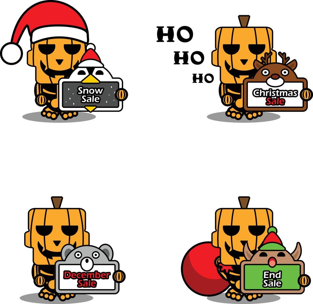 vettore cartone animato zucca mascotte personaggio halloween carino teschio set bundle vendita di natale