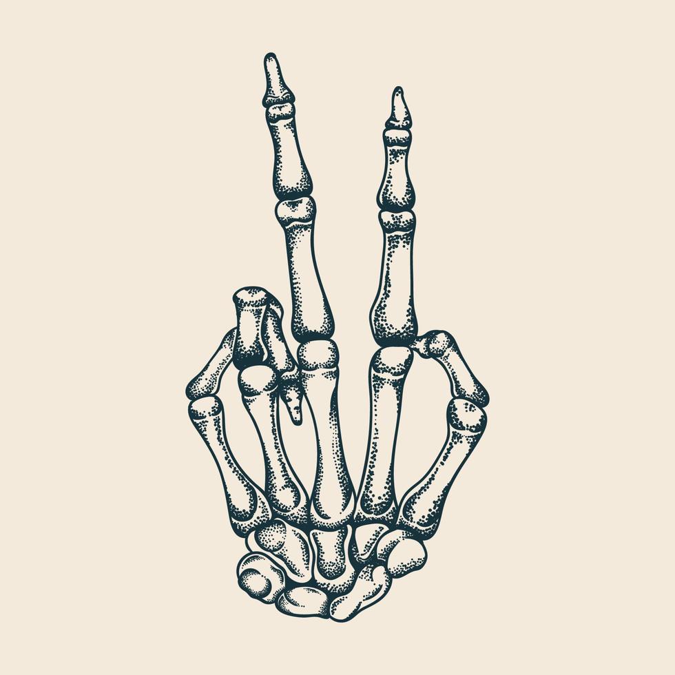 vettore del dito della pace delle ossa della mano