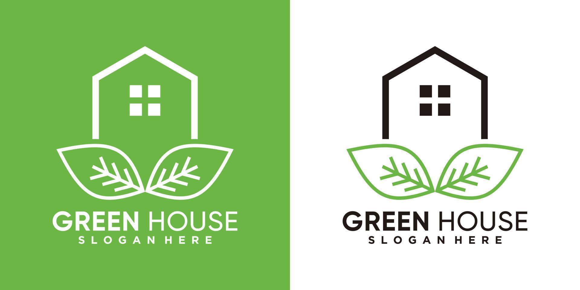 design del logo della casa verde con un concetto creativo vettore