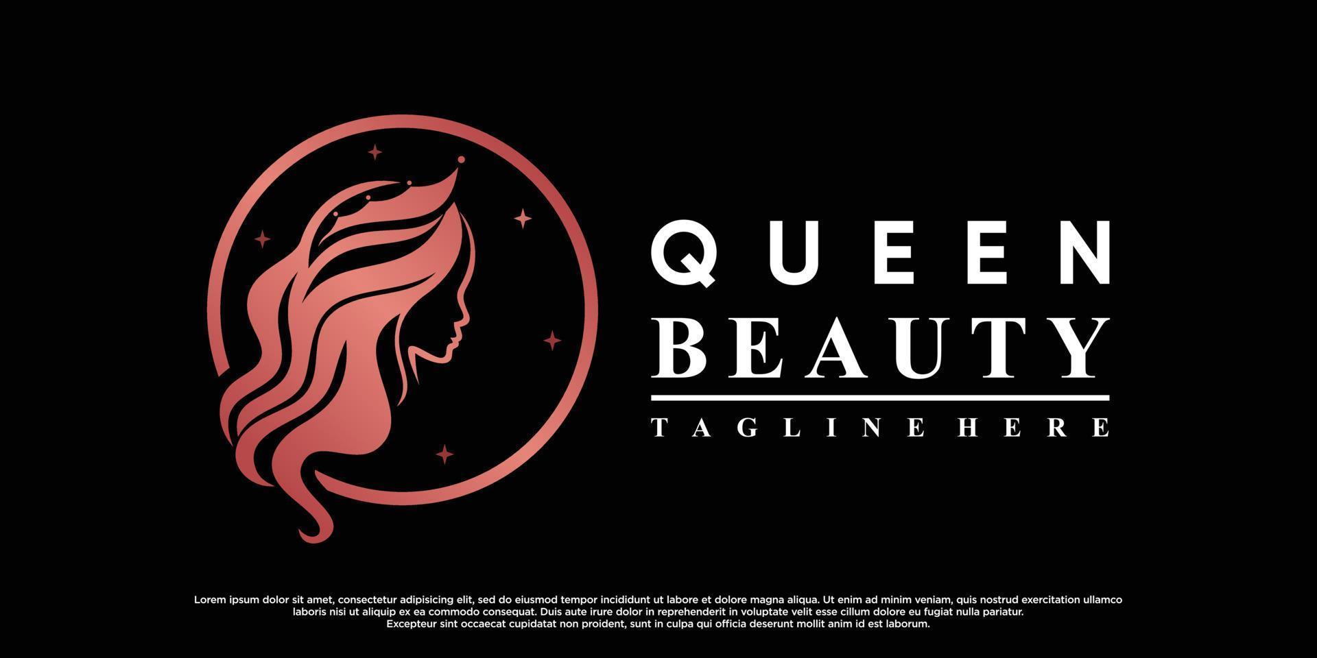 design del logo dell'icona della regina di bellezza per le donne con il vettore premium di concetto moderno