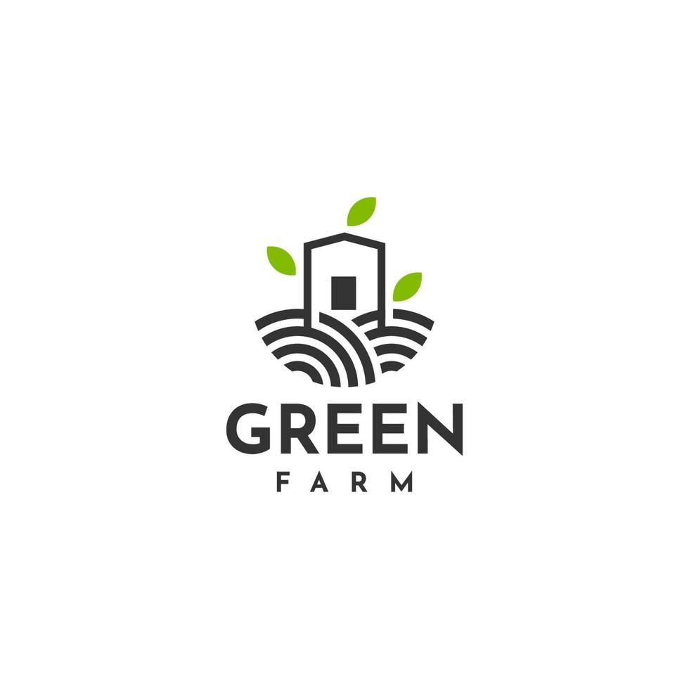 design del logo della fattoria verde vettore