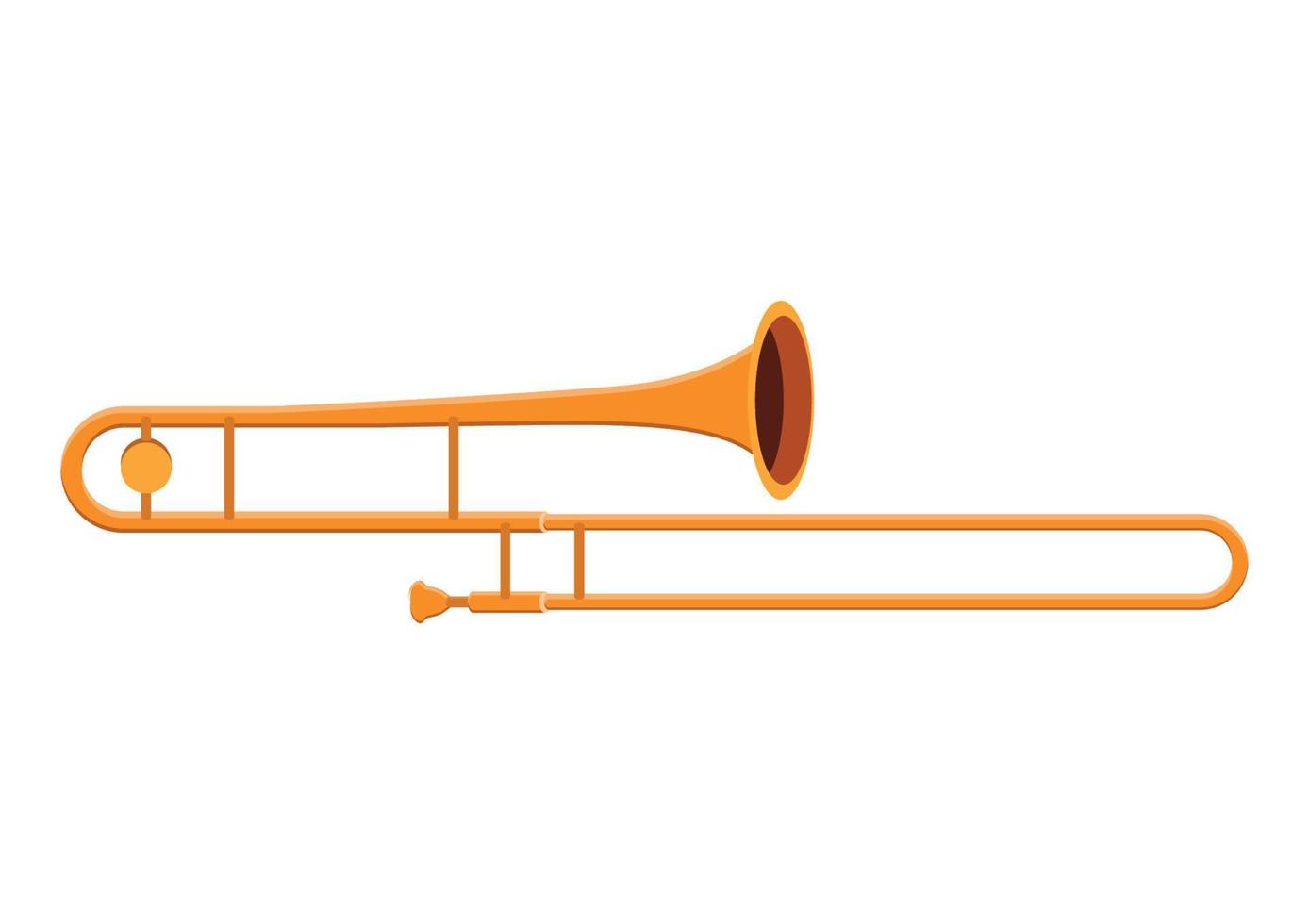 disegno vettoriale trombone dorato. illustrazione vettoriale in stile piatto trombone isolata su sfondo bianco. strumenti a fiato, tromba, sassofono, tuba, tromba. clipart di trombone.