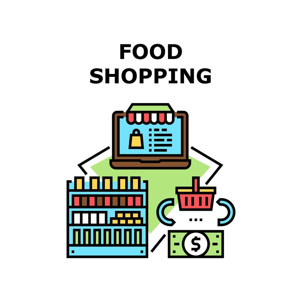 illustrazione a colori di concetto di vettore di acquisto di cibo