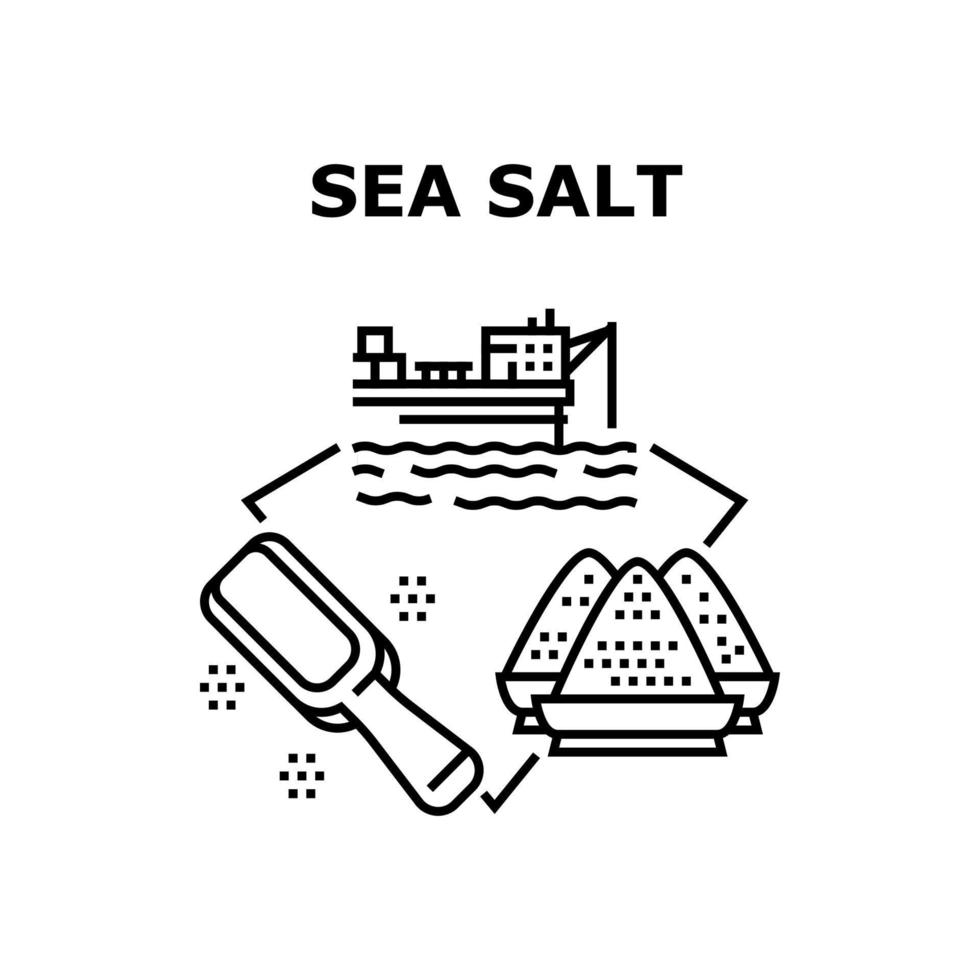 illustrazione a colori del concetto di produzione di sale marino vettore