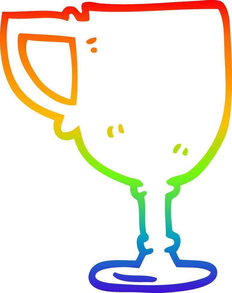Coppa d'oro del fumetto di disegno a tratteggio sfumato arcobaleno vettore