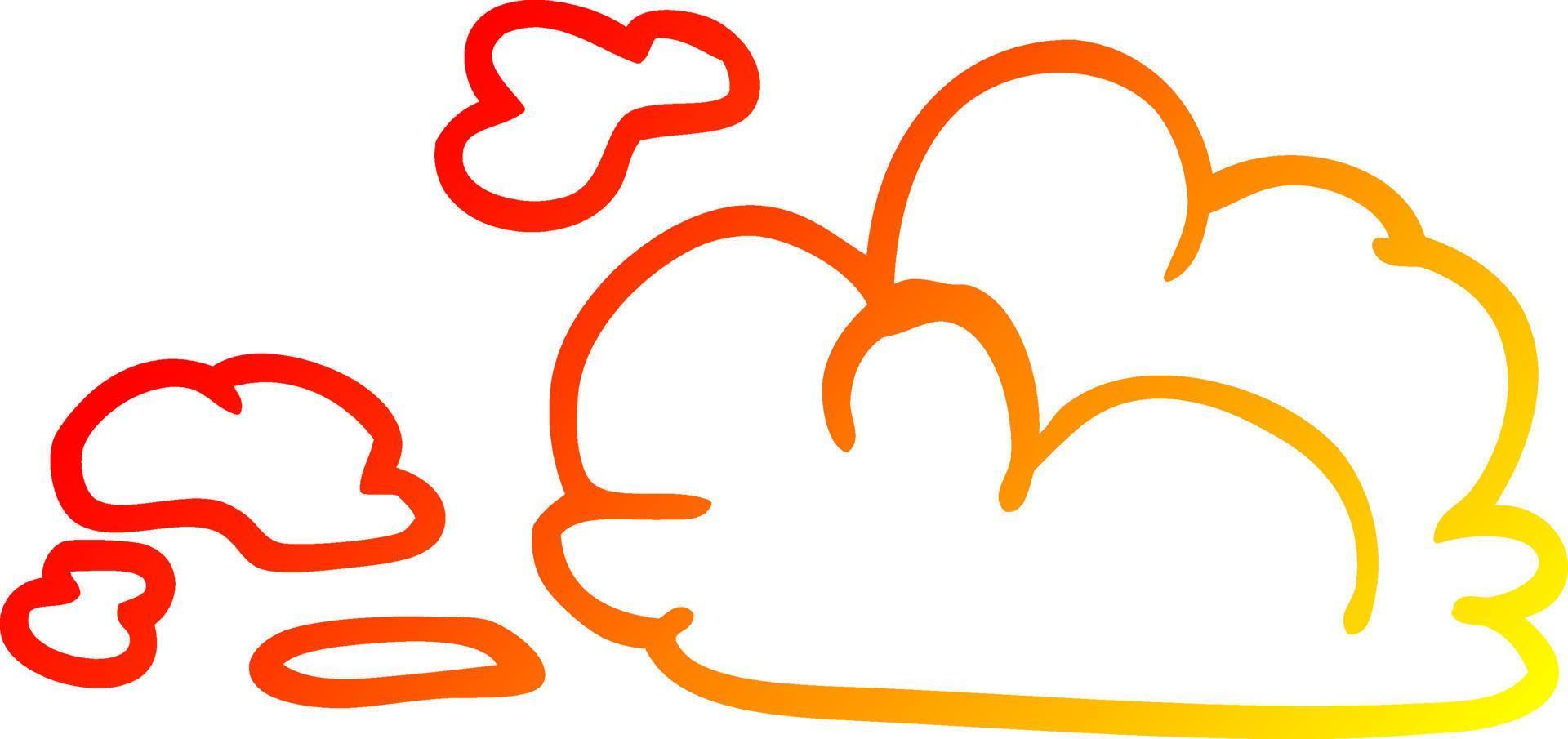 caldo gradiente linea disegno cartone animato soffici nuvole bianche vettore