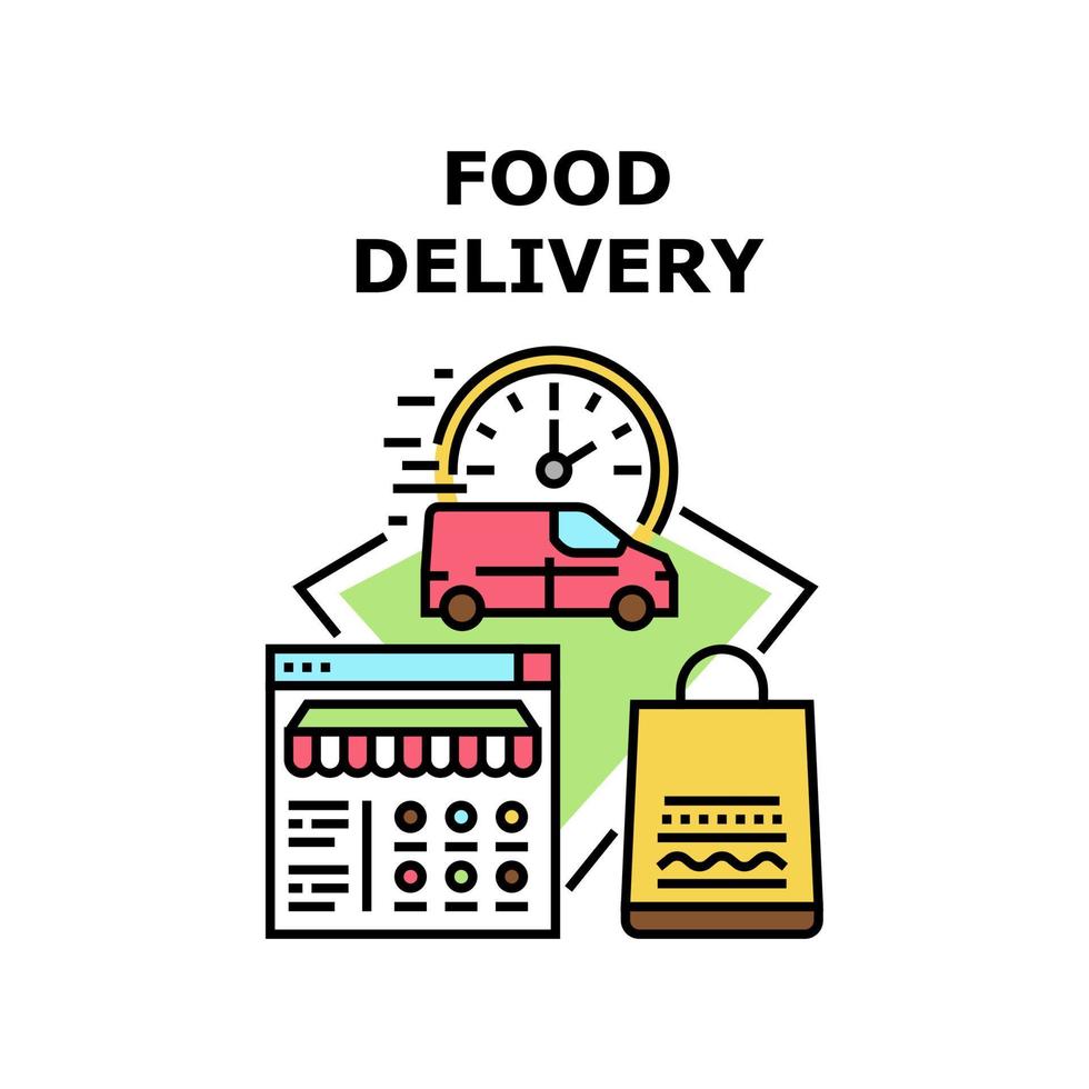 illustrazione a colori del concetto di vettore di consegna del cibo