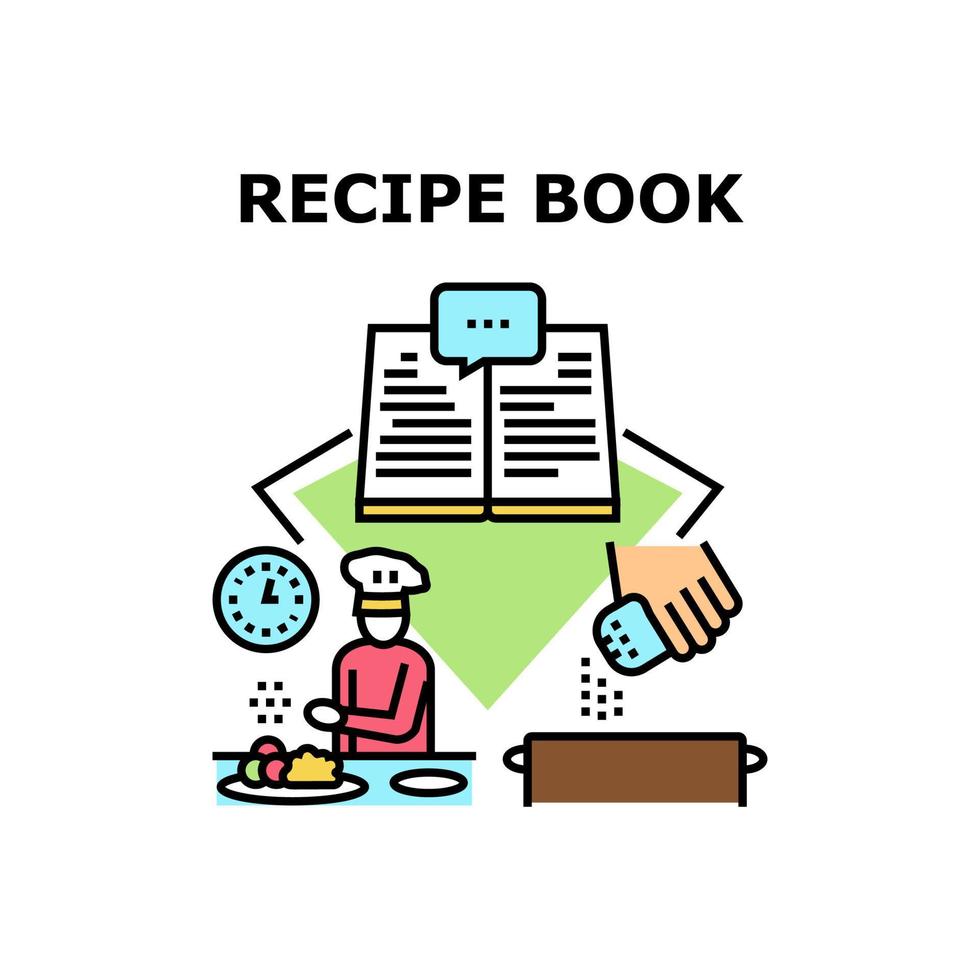illustrazione a colori del concetto di vettore del libro di ricette