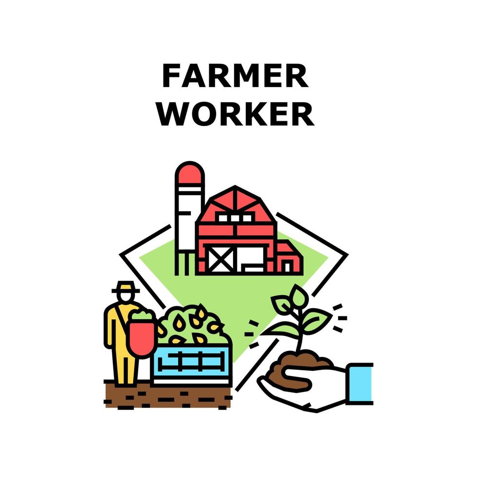 illustrazione a colori del concetto di vettore del lavoratore dell'agricoltore