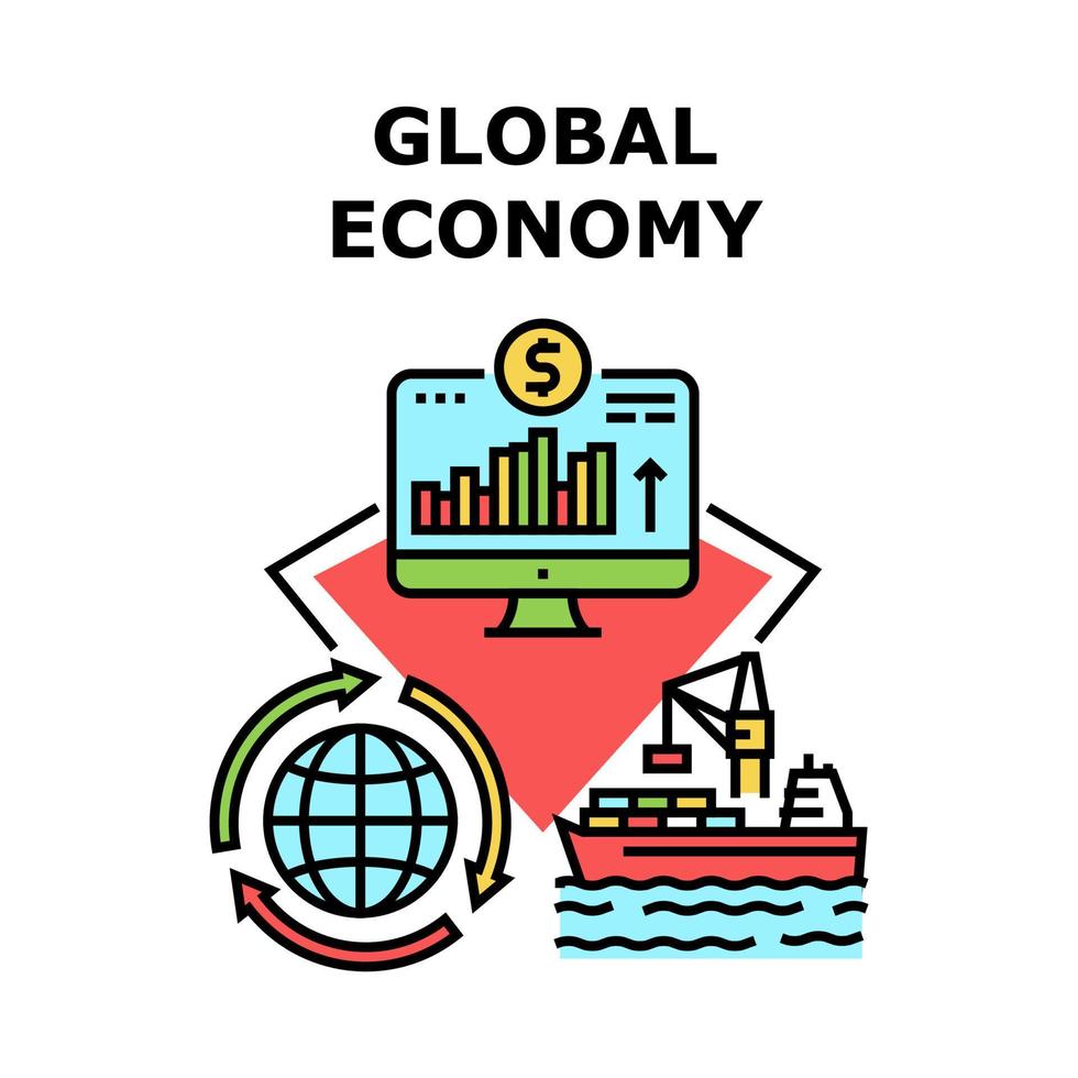 illustrazione a colori del concetto di vettore di economia globale