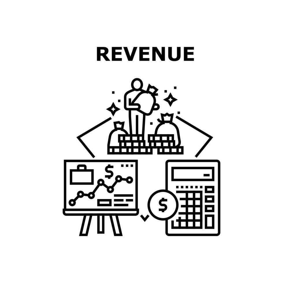 illustrazione nera del concetto di vettore di finanza delle entrate