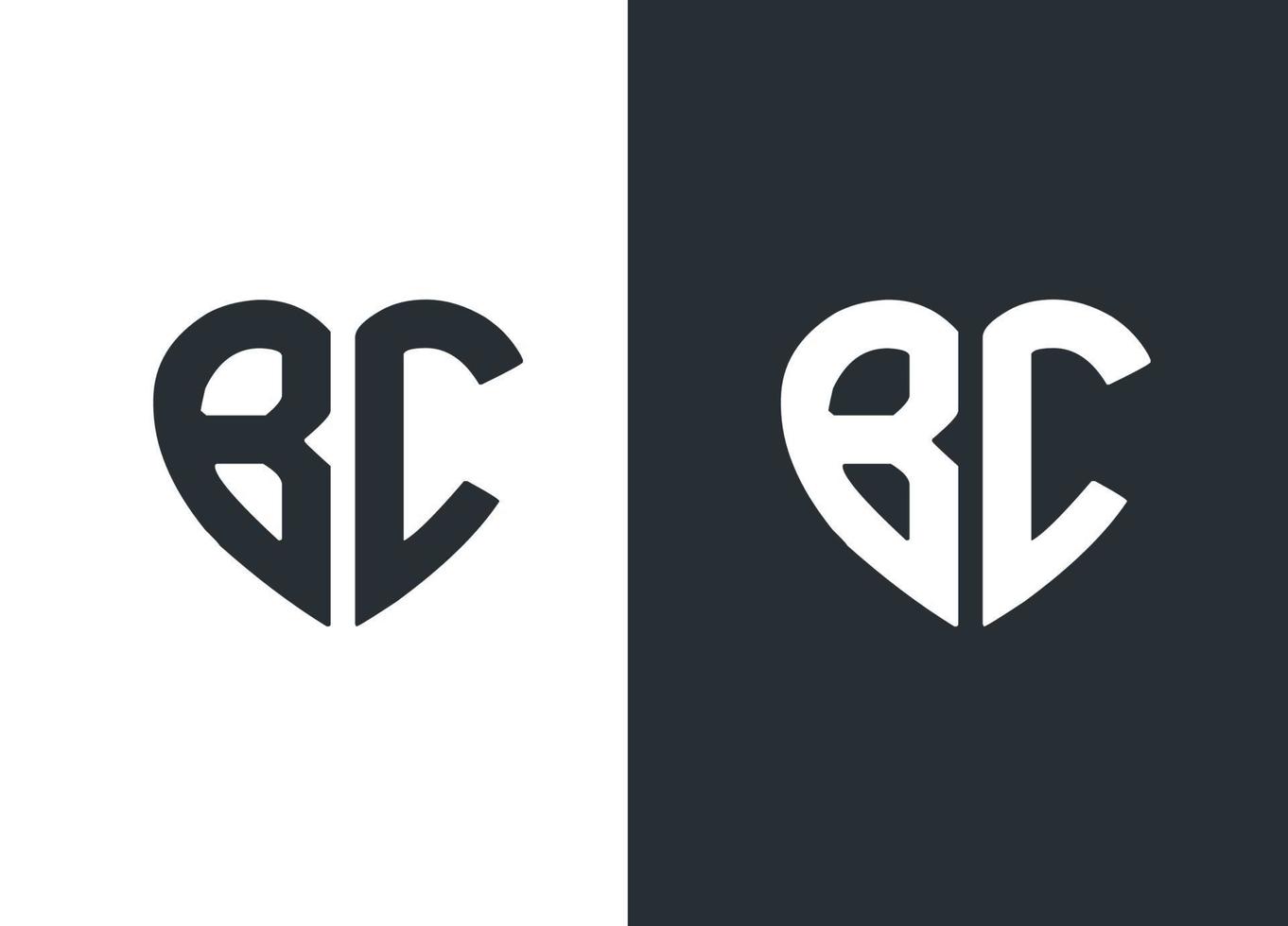 monogramma bc logo stile cuore desing modello vettoriale