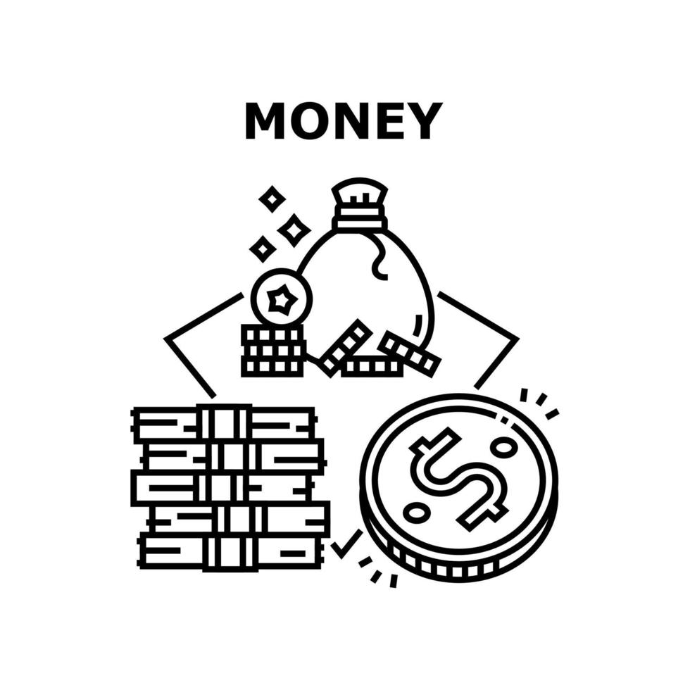 illustrazione nera di concetto di vettore di finanza di denaro