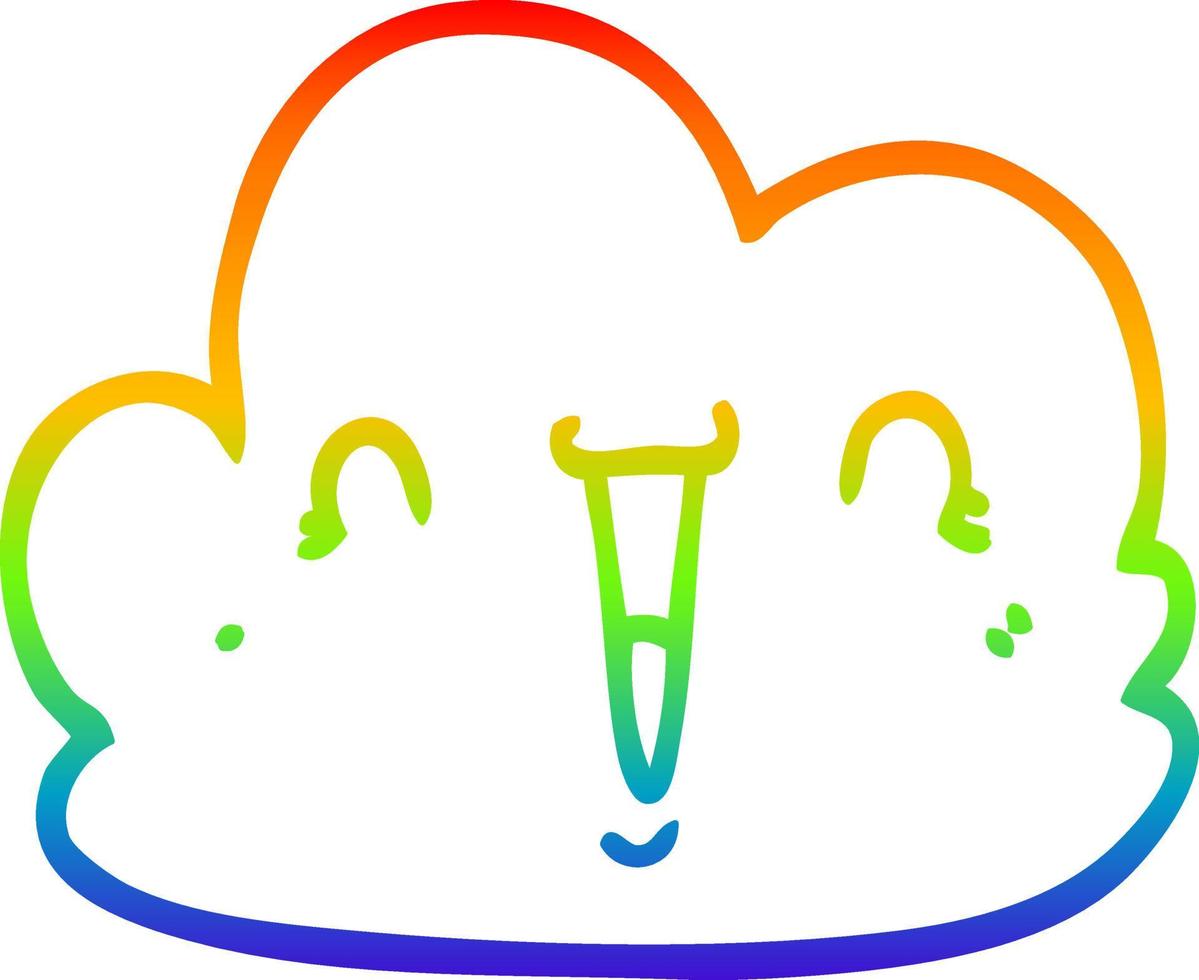nuvola felice del fumetto del disegno della linea del gradiente dell'arcobaleno vettore