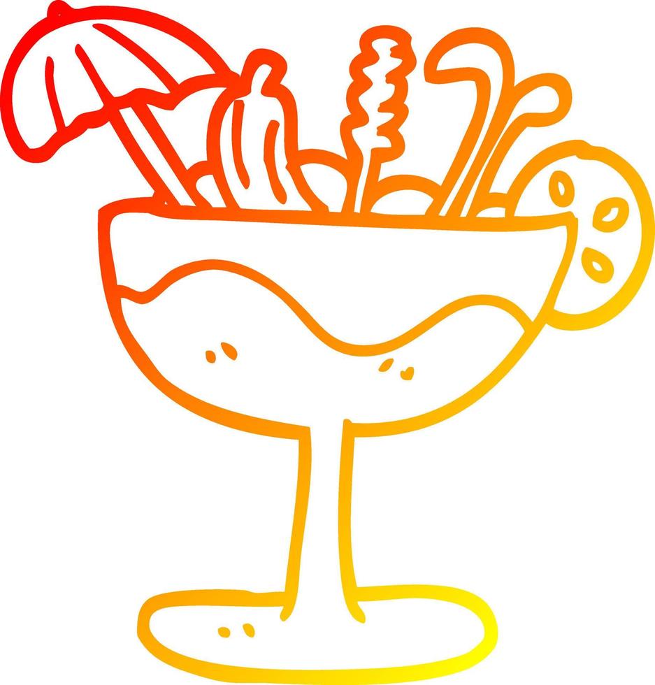 cocktail tropicale del fumetto di disegno a tratteggio a gradiente caldo vettore