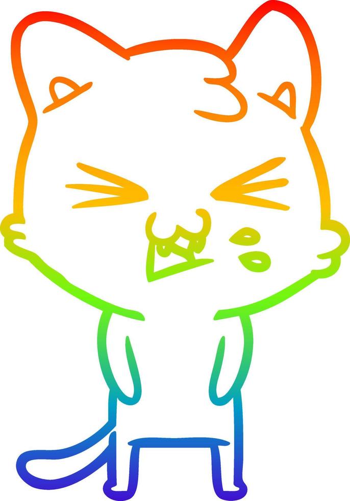 arcobaleno gradiente linea disegno cartone animato gatto sibilante vettore