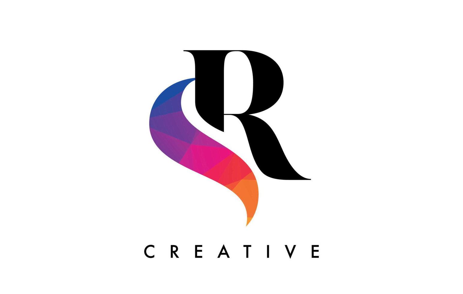 design della lettera sr con taglio creativo e texture arcobaleno colorato vettore