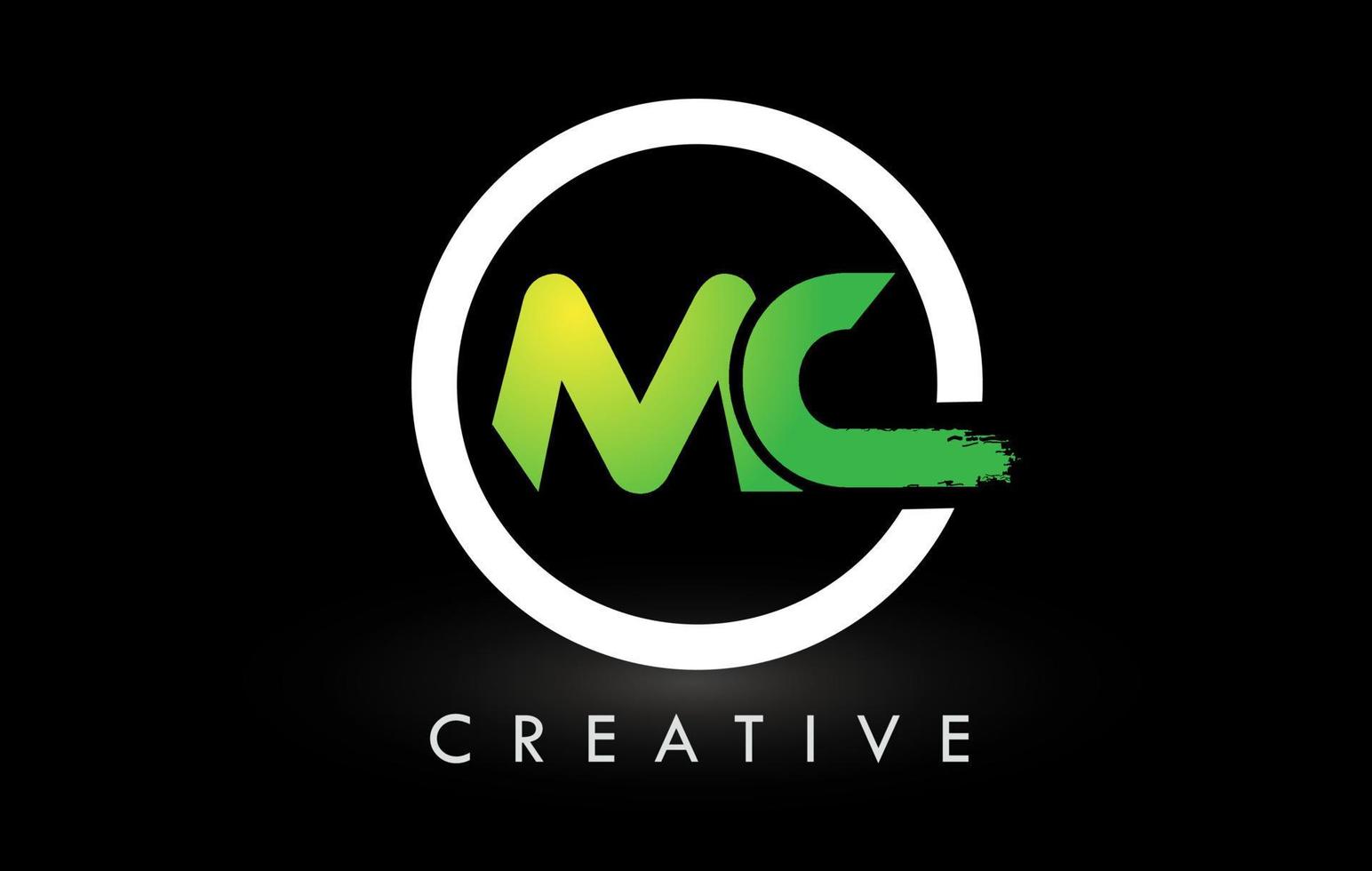 mc verde bianco pennello lettera logo design. logo icona lettere spazzolate creative. vettore
