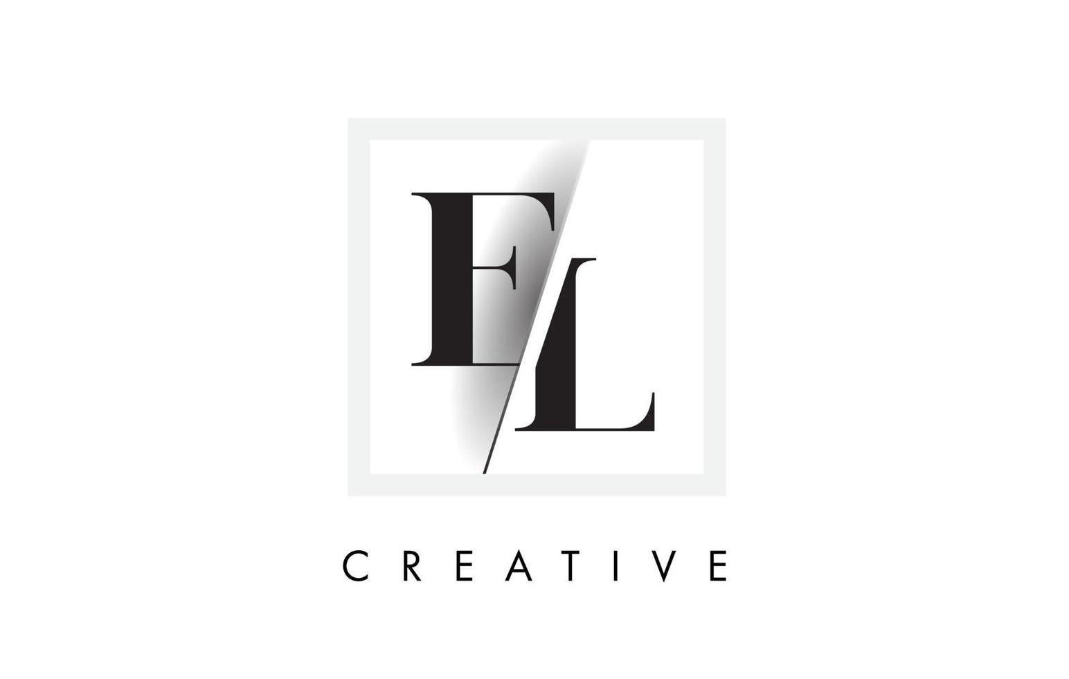 design del logo della lettera el serif con taglio creativo intersecato. vettore