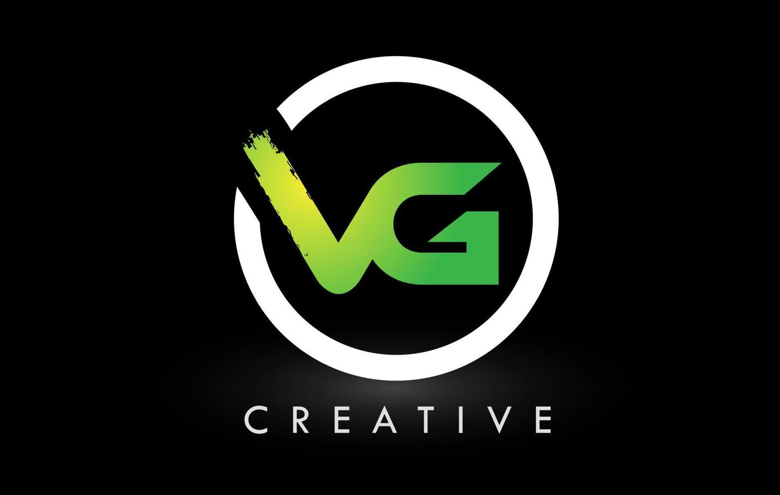 vg verde bianco pennello lettera logo design. logo icona lettere spazzolate creative. vettore