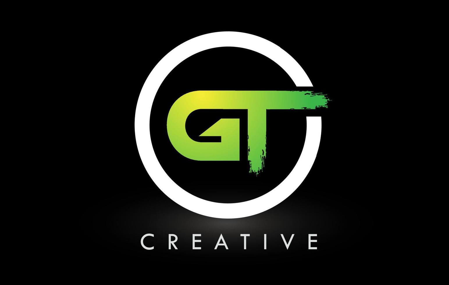 gt verde bianco pennello lettera logo design. logo icona lettere spazzolate creative. vettore