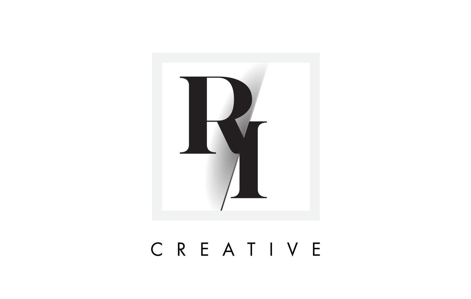 ri serif lettera logo design con taglio creativo intersecato. vettore
