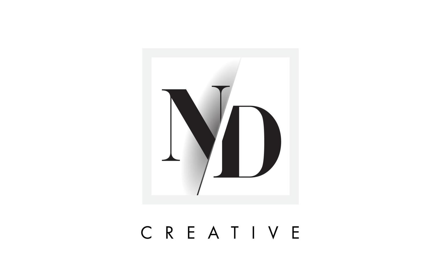 nd serif lettera logo design con taglio intersecato creativo. vettore