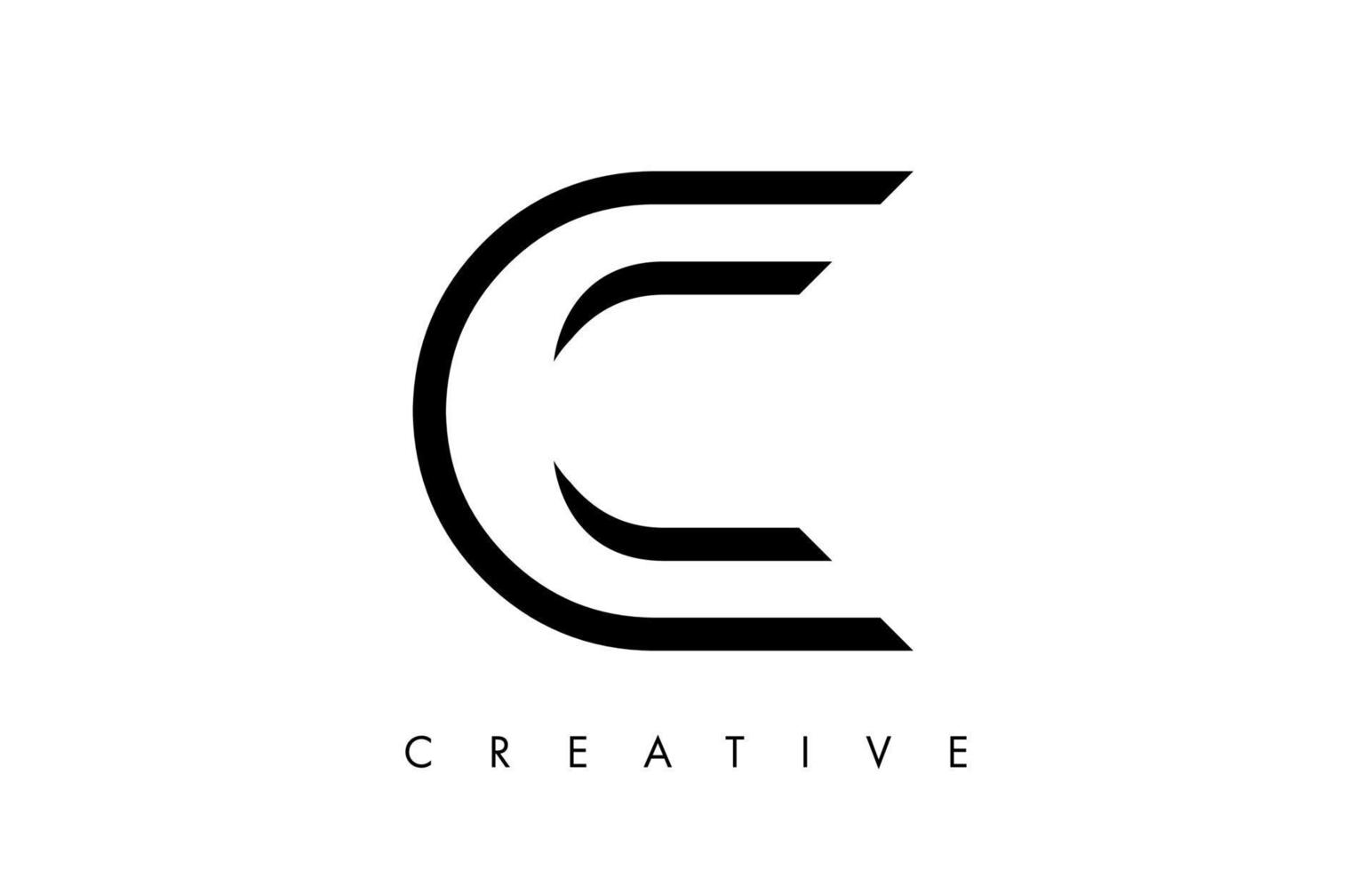 monogramma del logo della lettera c con linee bianche e nere e vettore dal design minimalista