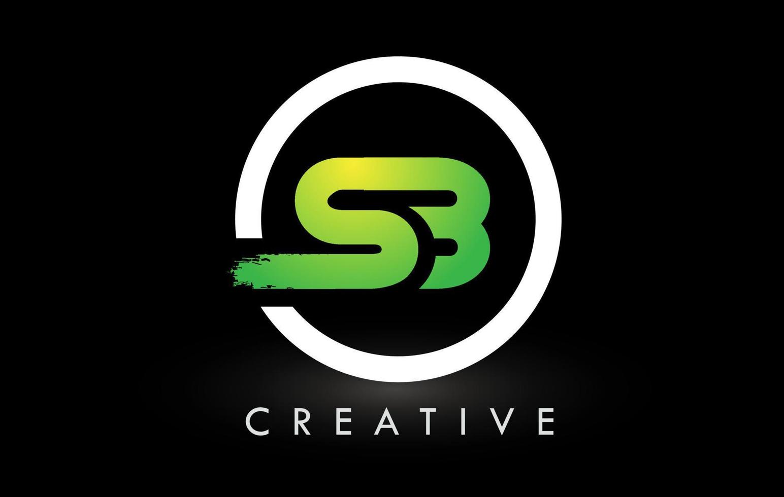 sb verde bianco pennello lettera logo design. logo icona lettere spazzolate creative. vettore