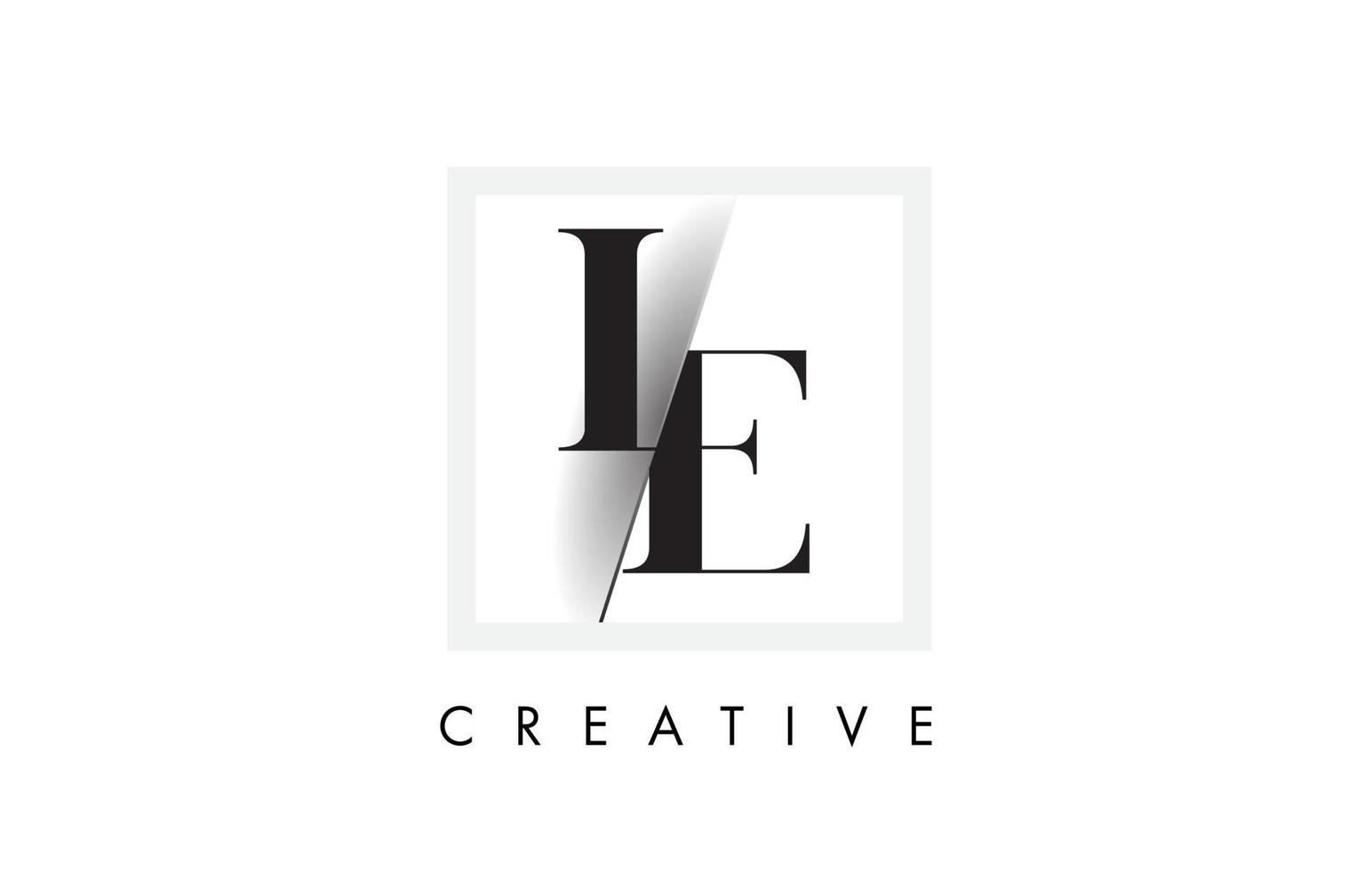 le serif lettera logo design con taglio creativo intersecato. vettore