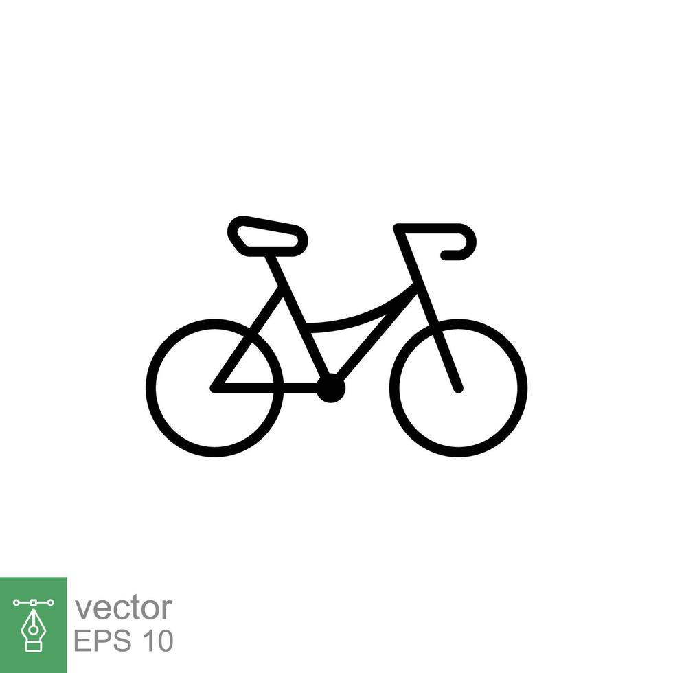 icona della bicicletta. stile di contorno semplice. bici, corsa, concetto di trasporto. illustrazione vettoriale di linea sottile isolata su sfondo bianco. eps 10.