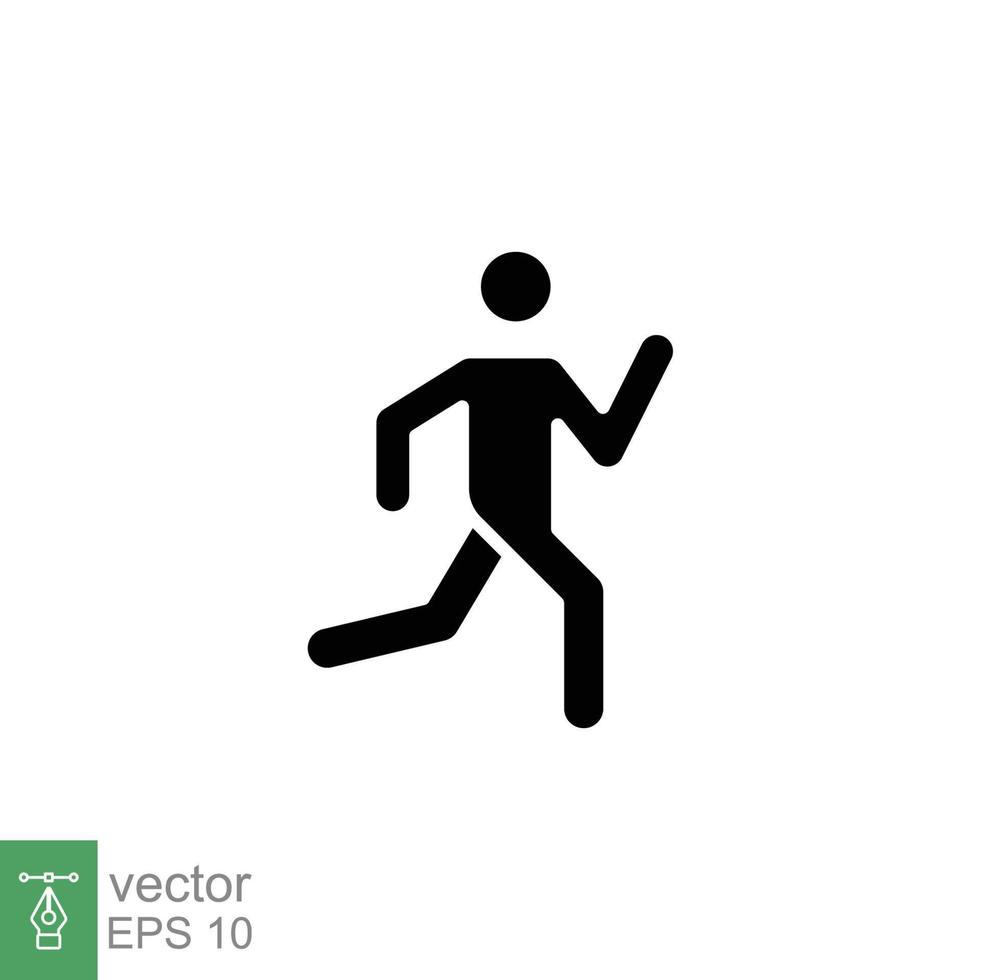icona del corridore. stile semplice e solido. l'uomo corre veloce, gara, sprint, concetto di sport. illustrazione vettoriale glifo isolata su sfondo bianco. eps 10.