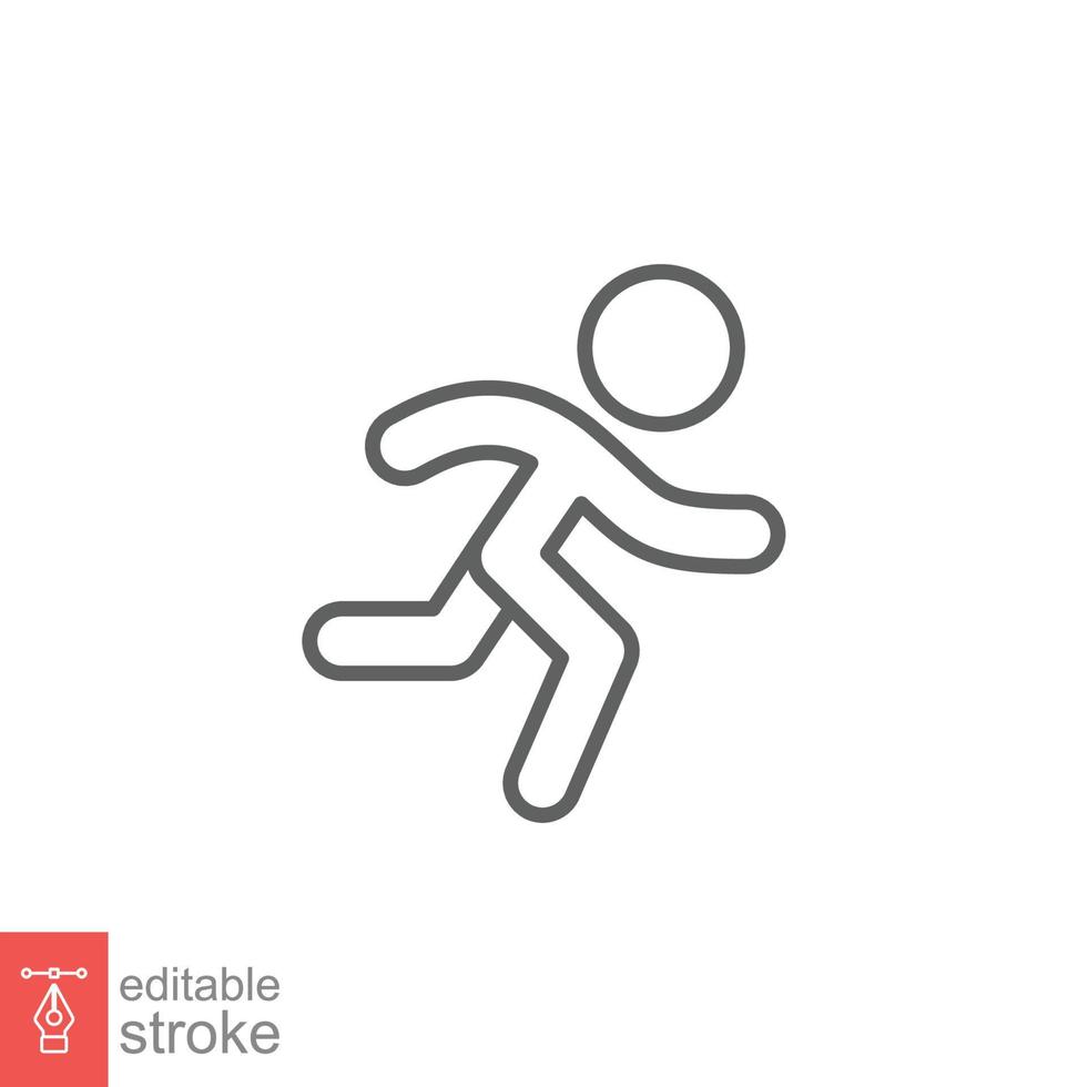 icona del corridore. stile di contorno semplice. l'uomo corre veloce, gara, sprint, concetto di sport. illustrazione vettoriale di linea sottile isolata su sfondo bianco. tratto modificabile eps 10.