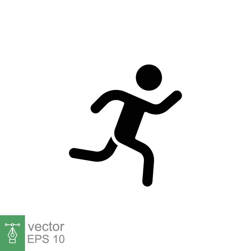 icona del corridore. stile semplice e solido. l'uomo corre veloce, gara, sprint, concetto di sport. illustrazione vettoriale glifo isolata su sfondo bianco. eps 10.