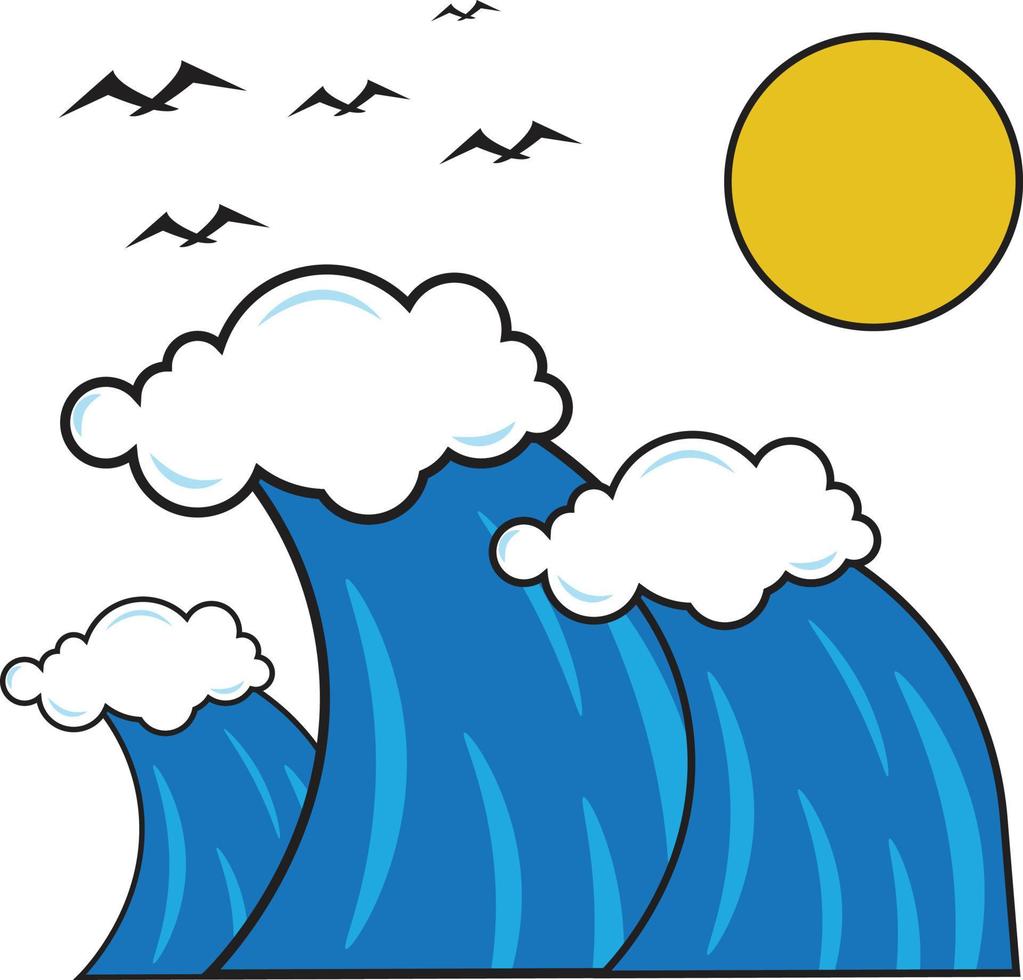 illustrazione vettoriale dell'onda dell'oceano diurna