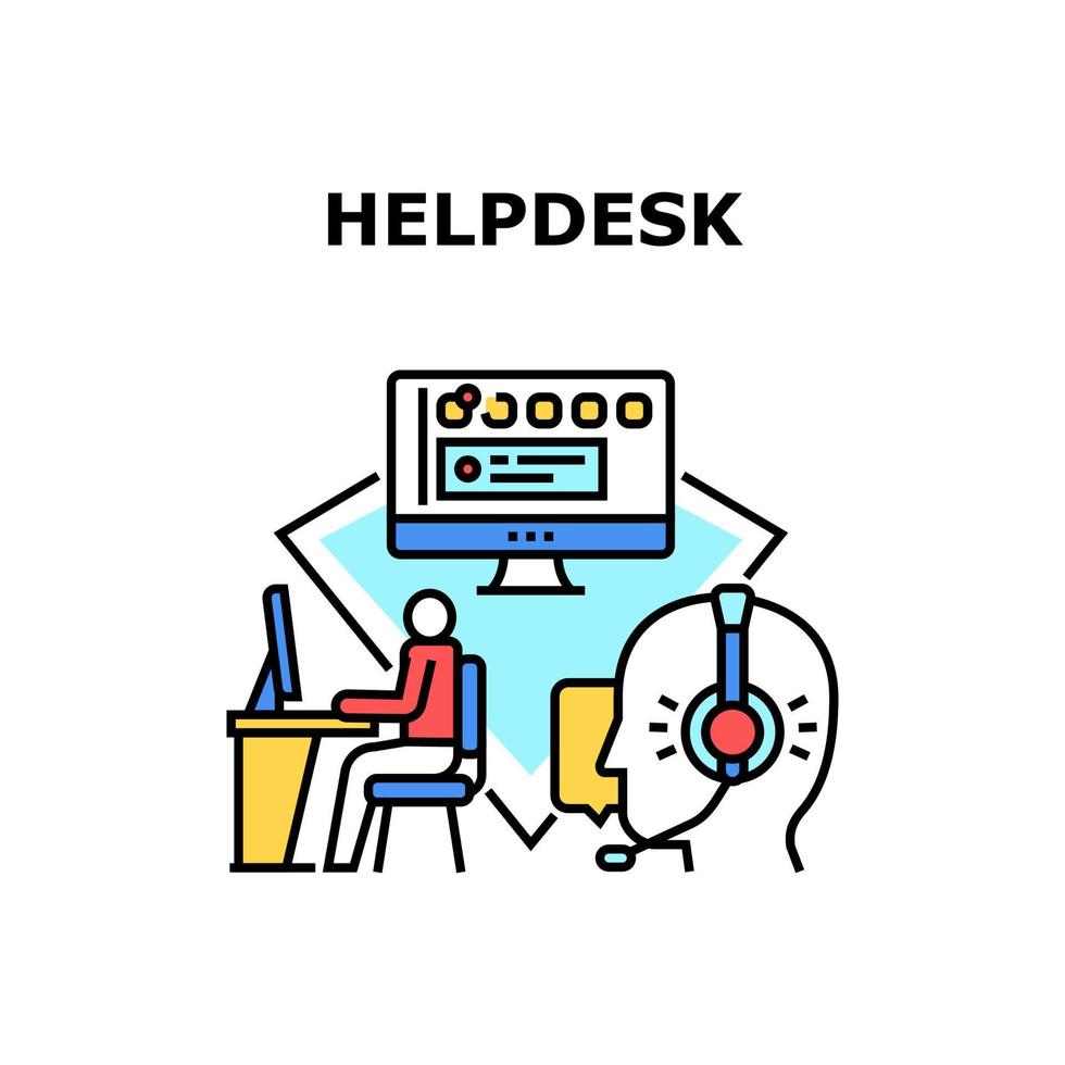 illustrazione a colori del concetto di vettore di supporto dell'helpdesk