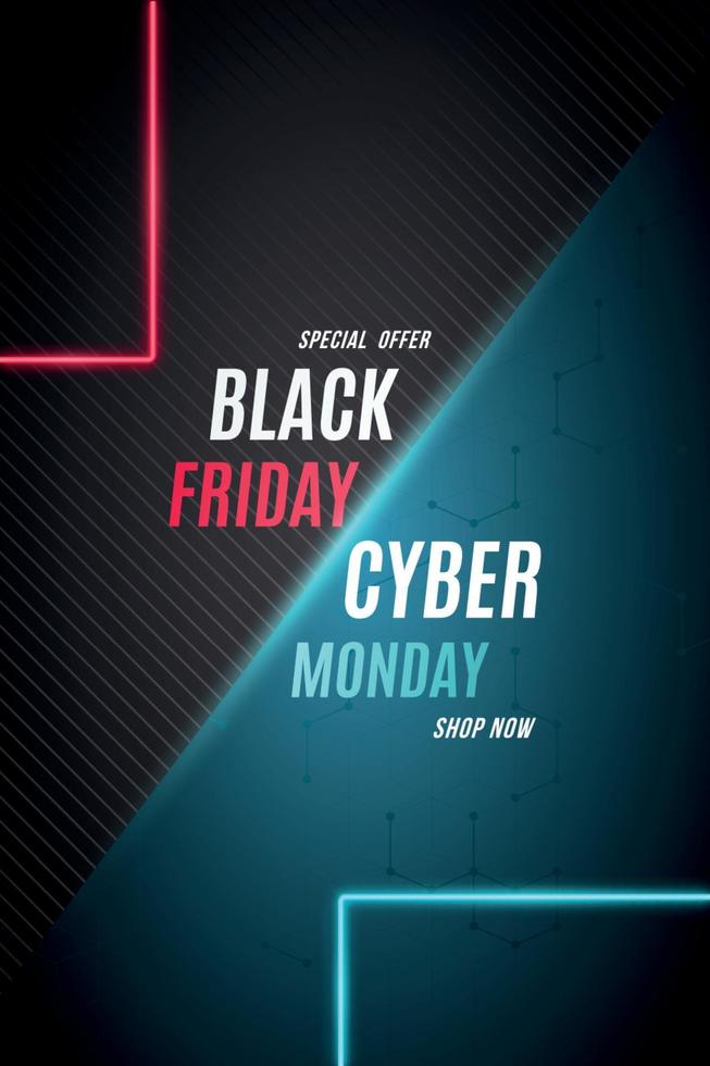 volantino di vendita per il black friday e il cyber monday. vettore