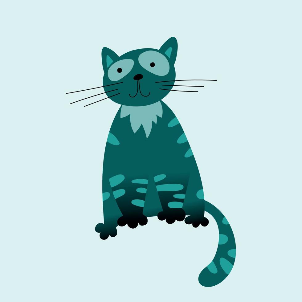 simpatico cartone animato gatto icona gattino seduto da solo piatto vettore illustrazione