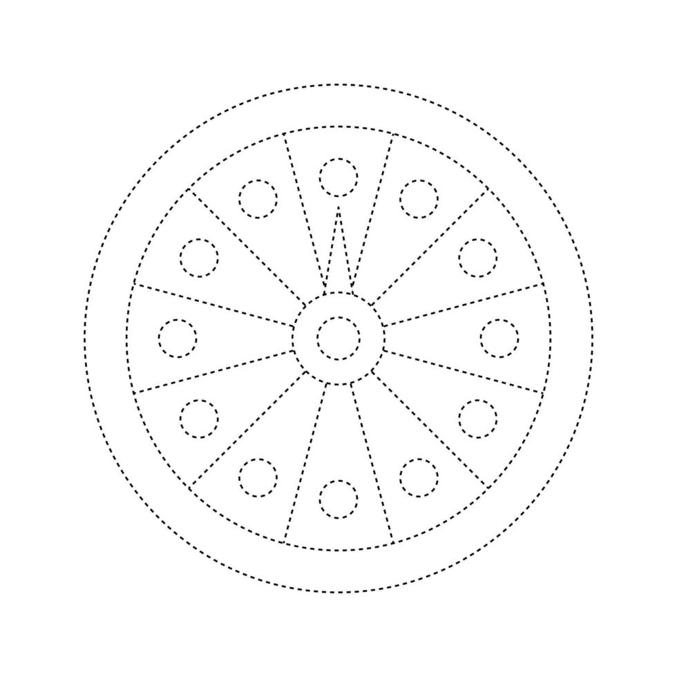 Foglio di lavoro per tracciare la ruota della fortuna per bambini vettore