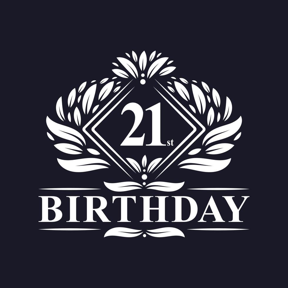 21 anni di logo di compleanno, celebrazione del 21° compleanno di lusso. vettore