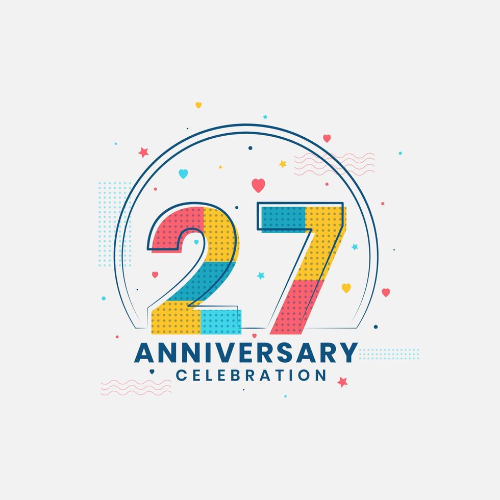 Celebrazione del 27° anniversario, design moderno del 27° anniversario vettore