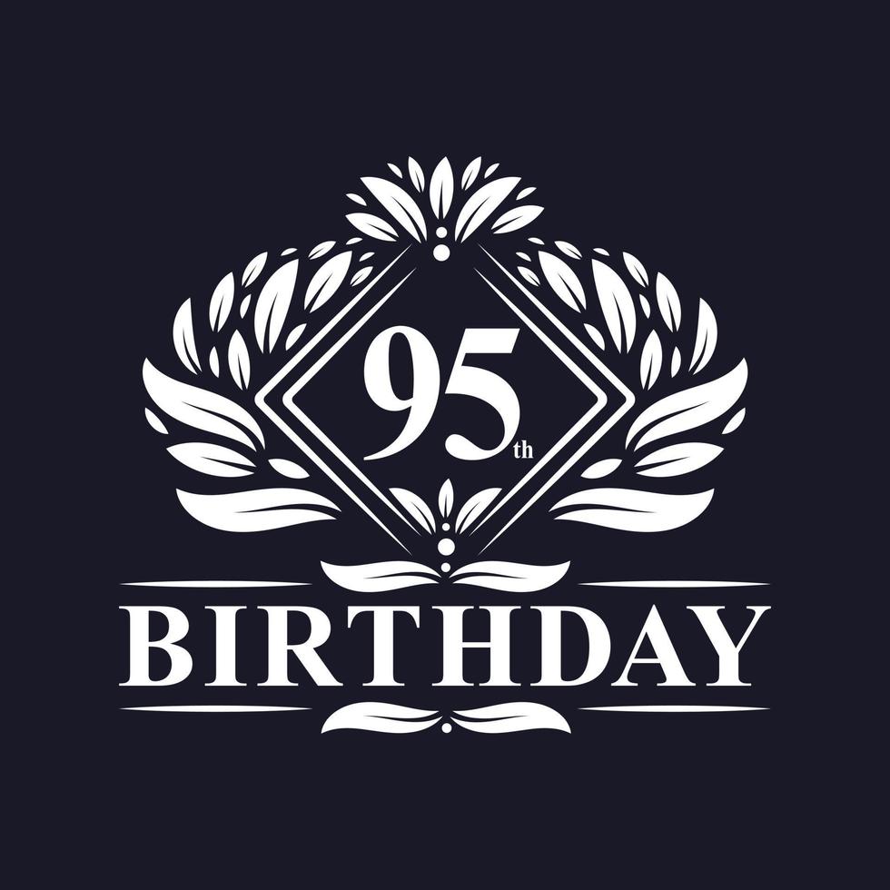 95 anni di logo di compleanno, celebrazione del 95° compleanno di lusso. vettore