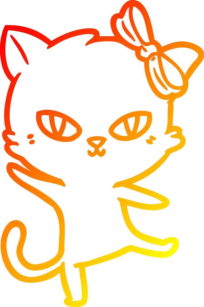 caldo gradiente di linea disegno simpatico cartone animato gatto vettore