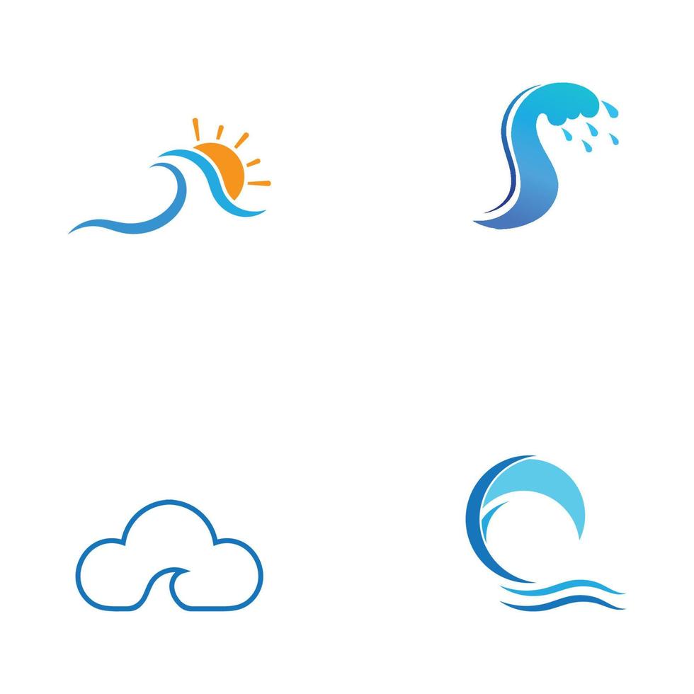 logo dell'onda d'acqua e logo dell'onda del mare o onde d'acqua della spiaggia, con il concetto di design vettoriale. vettore