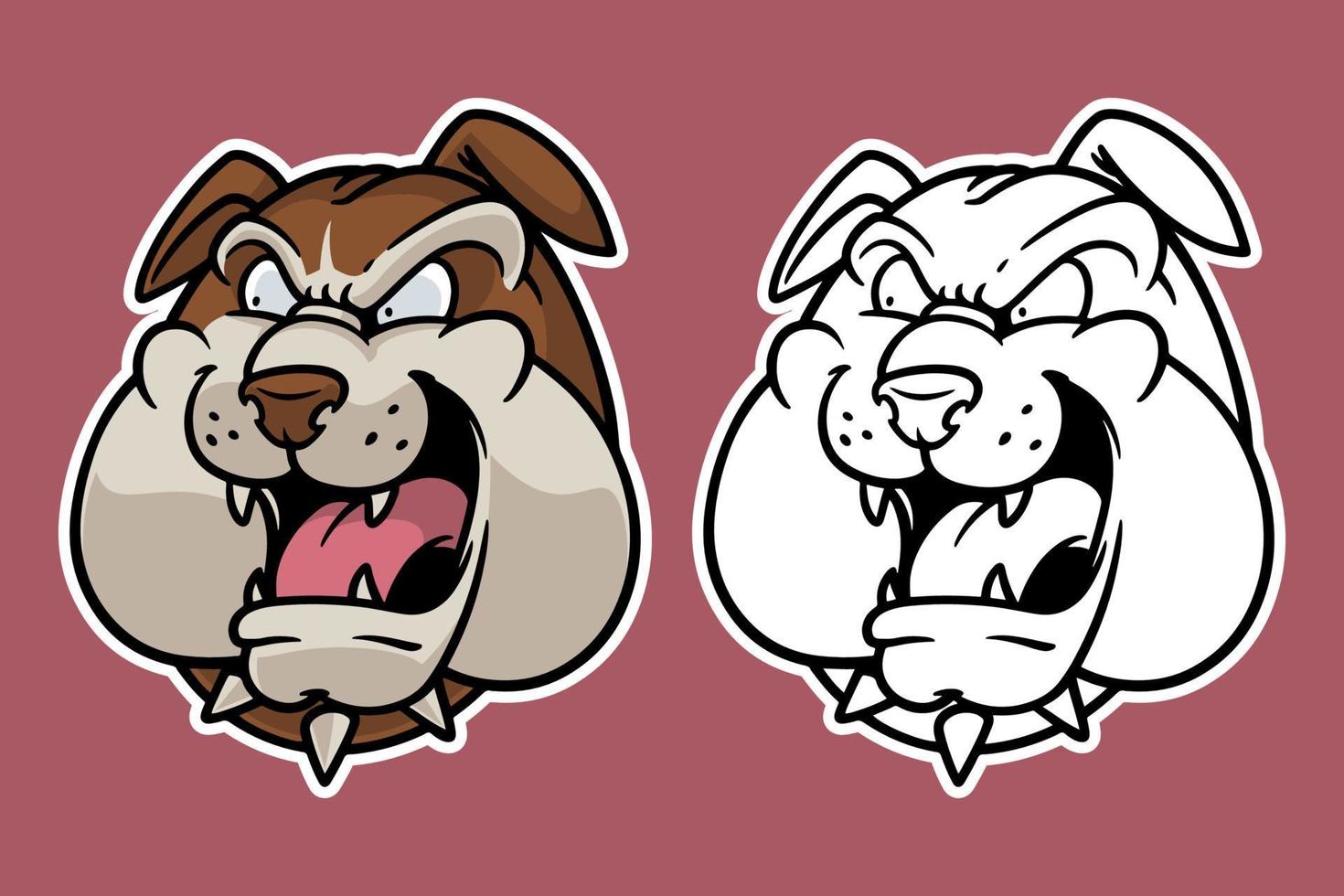 bulldog testa mascotte illustrazione vettoriale stile cartone animato