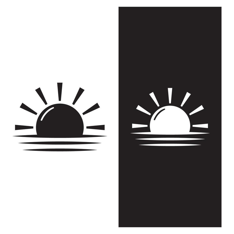 ispirazione per il design del logo tramonto sull'oceano. isolato su sfondo bianco vettore