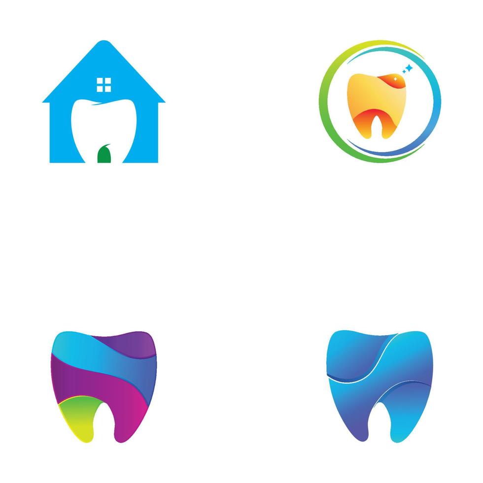 logo dentale, cure dentistiche e salute dentale. illustrazione del modello vettoriale. vettore