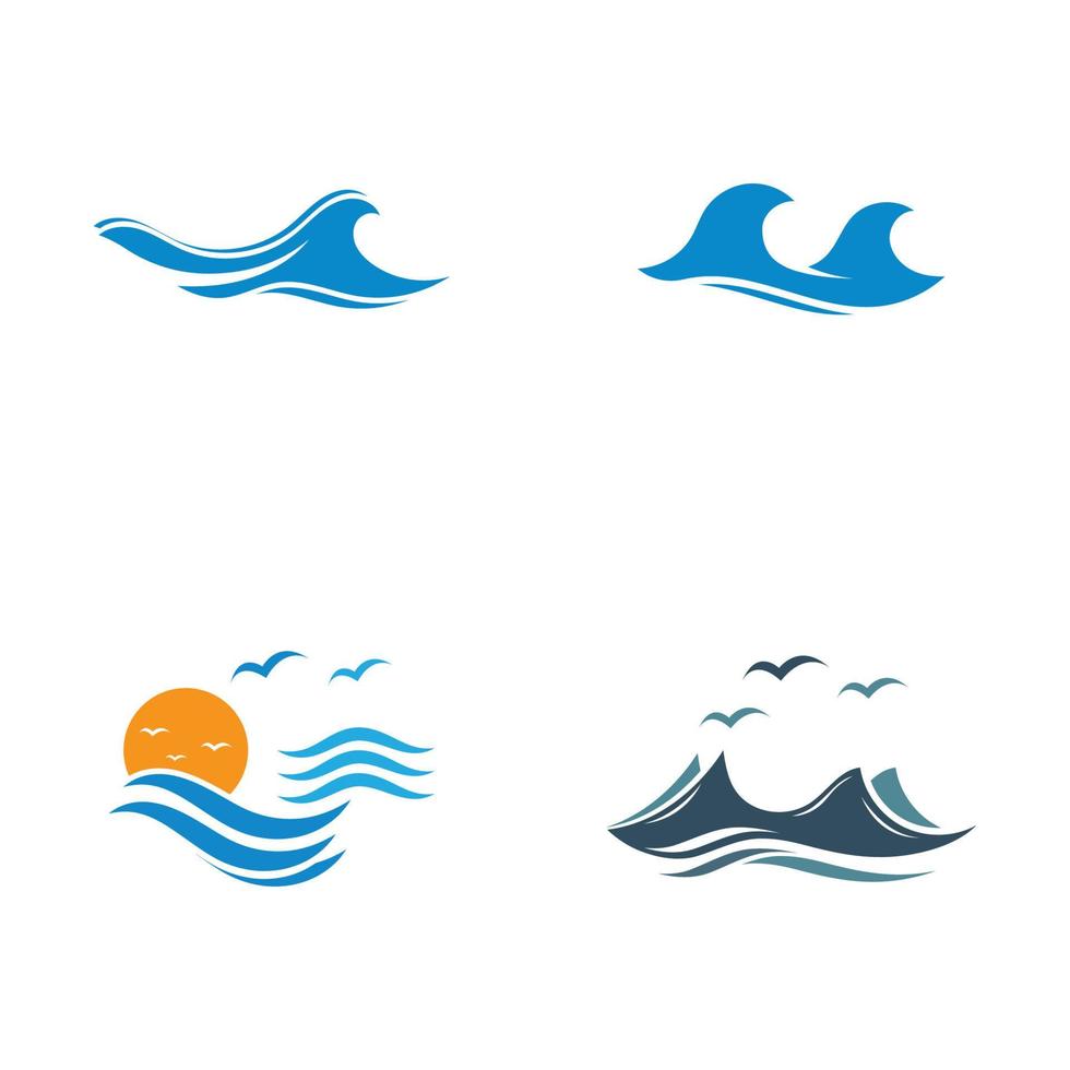 logo dell'onda d'acqua e logo dell'onda del mare o onde d'acqua della spiaggia, con il concetto di design vettoriale. vettore