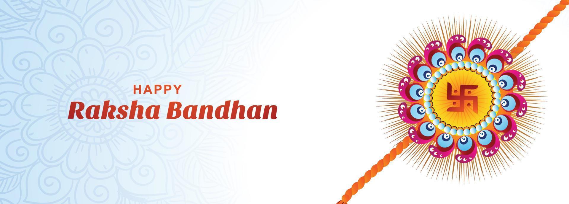 rakhi decorativo per lo sfondo felice dell'insegna della carta di celebrazione di raksha bandhan vettore