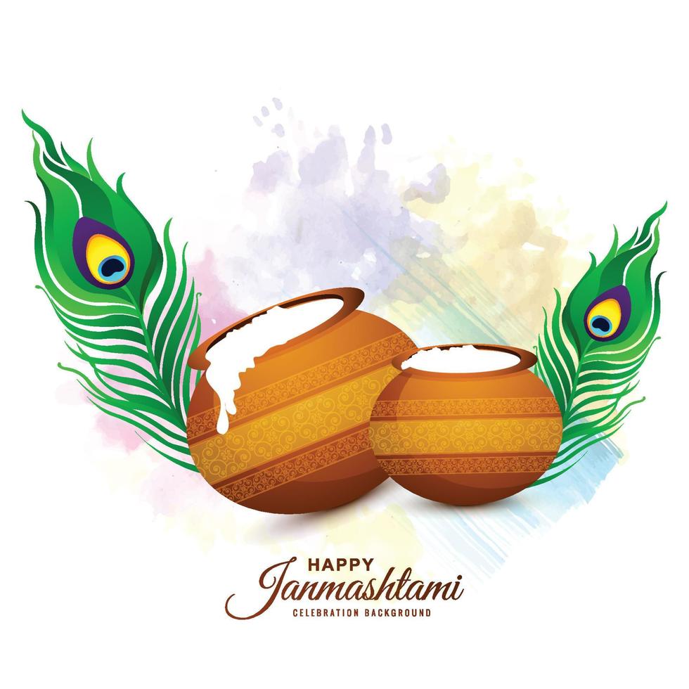 illustrazione della celebrazione di dahi handi in un felice sfondo della carta di festa di janmashtami vettore